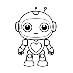 Simple vector illustration of robot for children colouring activity