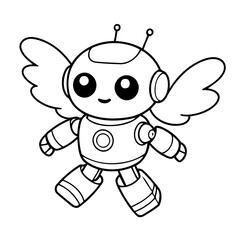 Simple vector illustration of robot for kids colouring worksheet