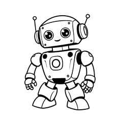Obraz na płótnie Canvas Simple vector illustration of robot drawing for children page