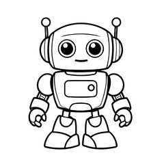Cute vector illustration robot for kids colouring worksheet