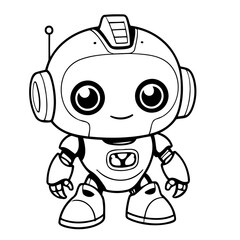 Cute vector illustration robot doodle for children worksheet