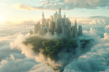 old castle floating in the clouds