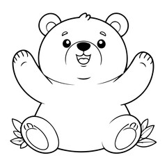 Vector illustration of a cute Bear drawing for toddlers colouring page