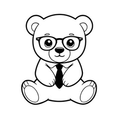 Simple vector illustration of Bear hand drawn for kids coloring page