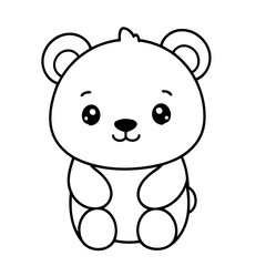 Naklejka premium Cute vector illustration bear doodle for kids colouring page