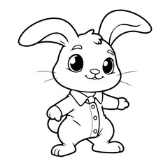 Cute vector illustration Bunny doodle for toddlers colouring page