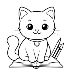 Cute vector illustration Cat drawing for kids page