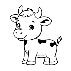 Cute vector illustration Cow drawing for kids colouring page