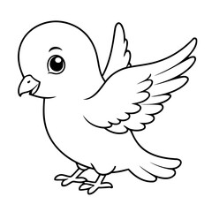 Simple vector illustration of Dove hand drawn for kids page