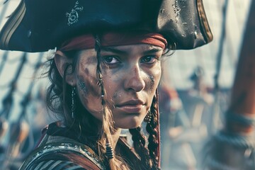 Woman in Pirate Costume Posing
