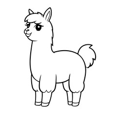 Simple vector illustration of Llama hand drawn for kids page