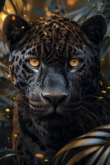 A beautifully illustrated Jaguar big cat in the forest. 