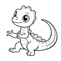 Vector illustration of a cute Lizard doodle colouring activity for kids