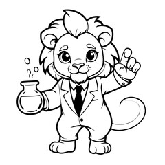 Vector illustration of a cute Lion drawing for children page