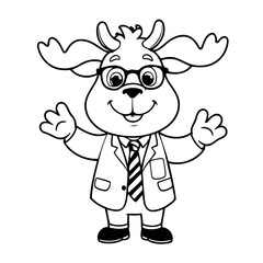 Simple vector illustration of Moose drawing for toddlers coloring activity