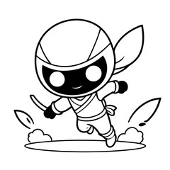 Cute vector illustration Ninja hand drawn for toddlers