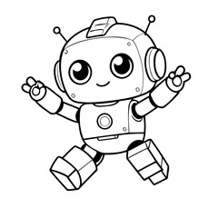 Simple vector illustration of robot for children colouring activity