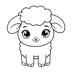 Cute vector illustration Sheep for children colouring activity