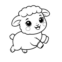 Simple vector illustration of Sheep hand drawn for toddlers