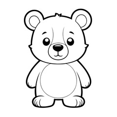 Fototapeta premium Vector illustration of a cute Bear drawing for toddlers coloring activity