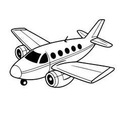 Simple vector illustration of airplane for kids coloring page