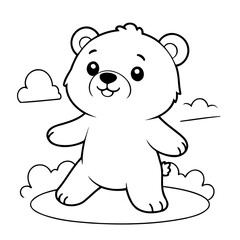 Cute vector illustration Bear hand drawn for kids page
