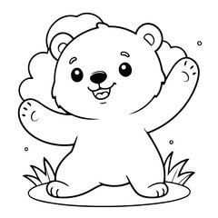 Cute vector illustration Bear drawing for colouring page
