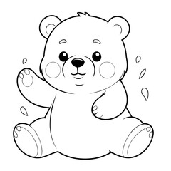 Cute vector illustration Bear doodle for kids coloring worksheet