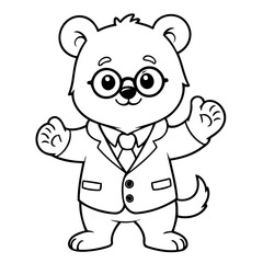 Simple vector illustration of Bear drawing for kids page