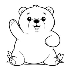 Simple vector illustration of Bear hand drawn for kids page