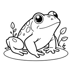 Simple vector illustration of Frog drawing for toddlers colouring page