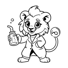 Cute vector illustration Lion colouring page for kids