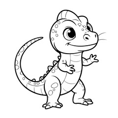 Vector illustration of a cute Lizard doodle for toddlers colouring page