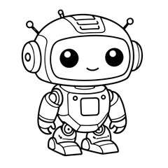 Cute vector illustration robot doodle for toddlers worksheet