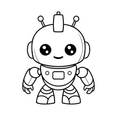 Vector illustration of a cute robot drawing for children page