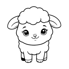 Vector illustration of a cute Sheep drawing for children page