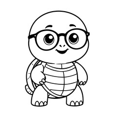 Vector illustration of a cute turtle drawing for colouring page