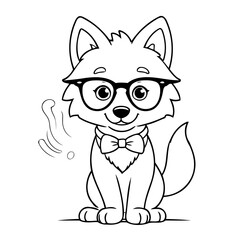 Vector illustration of a cute Wolf drawing for kids page