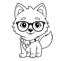 Vector illustration of a cute Wolf drawing for toddlers book