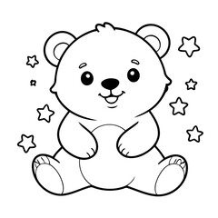 Vector illustration of a cute Bear drawing for colouring page