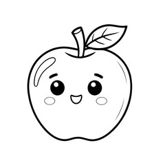 Cute vector illustration apple for toddlers colouring page