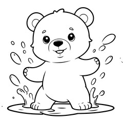 Cute vector illustration Bear hand drawn for kids page