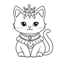 Vector illustration of a cute Cat doodle for toddlers coloring activity