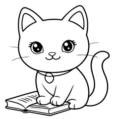 Vector illustration of a cute Cat drawing for colouring page