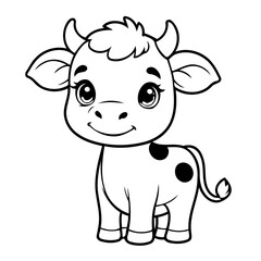 Simple vector illustration of Cow for toddlers colouring page