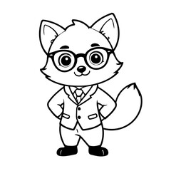 Cute vector illustration Fox doodle for kids colouring page