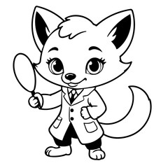 Simple vector illustration of Fox drawing for toddlers coloring activity