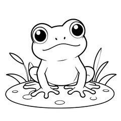 Vector illustration of a cute Frog doodle for toddlers colouring page