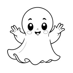 Cute vector illustration Ghost drawing for kids colouring page