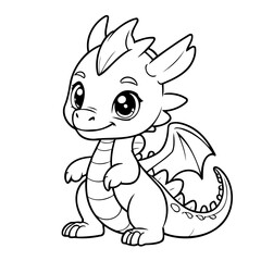 Cute vector illustration Dragon doodle for toddlers coloring activity